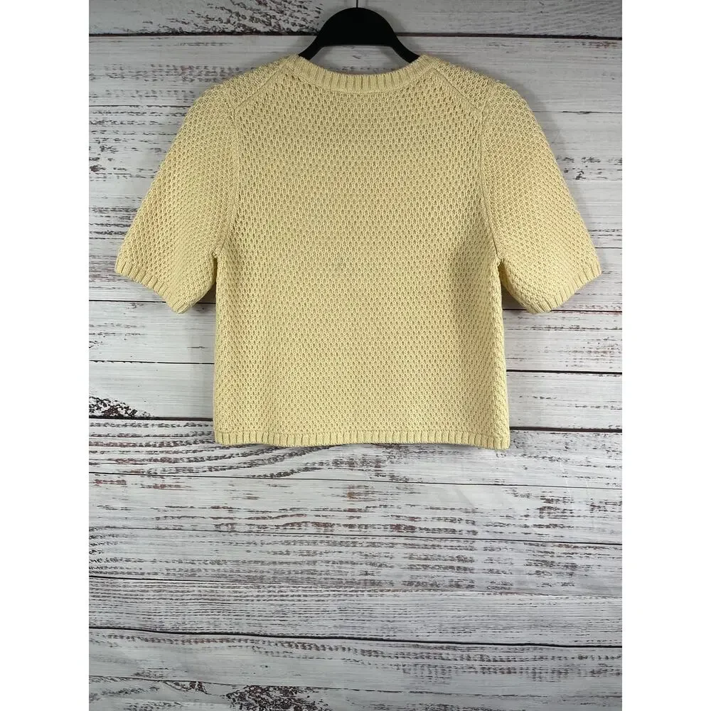 COS Sweater Women's Small White Waffle Knit Short Sleeve Crewneck Pullover Top - Picture 5 of 9